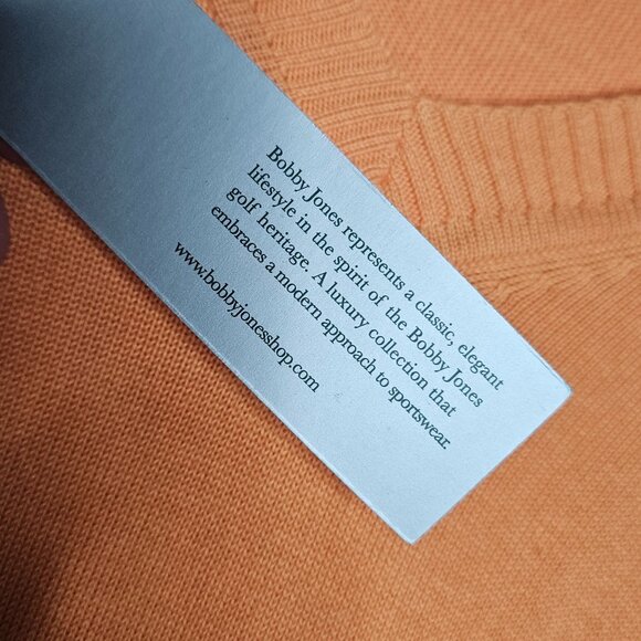 Bobby Jones Sweater Mens Large Tangerine Pima Cotton Lightweight Preppy Golf NEW - Picture 5 of 9